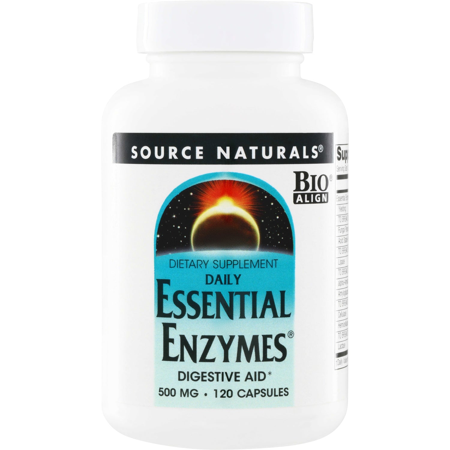 SN105 | Source Naturals Daily Essential Enzymes digestive aid, 500 mg, 120 capsules