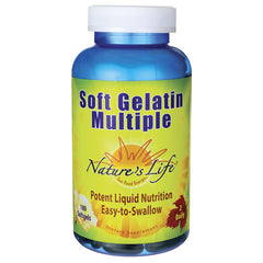 NSL055 | Blue bottle with white cap labeled Soft Gelatin Multiple by Nature's Life, 180 softgels