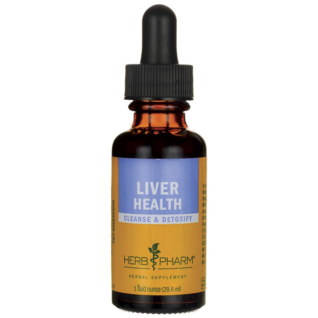 HPH020 | Amber dropper bottle labeled LIVER HEALTH cleanse & detoxify herbal supplement 1 fl oz