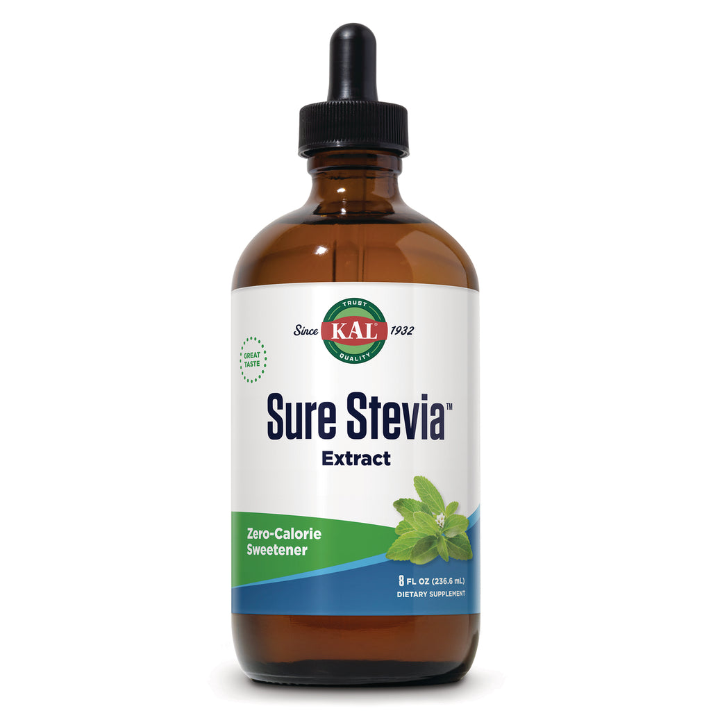 KL570 | Brown dropper bottle of KAL Sure Stevia Extract labeled Zero-Calorie Sweetener, 8 fl oz - Thumbnail