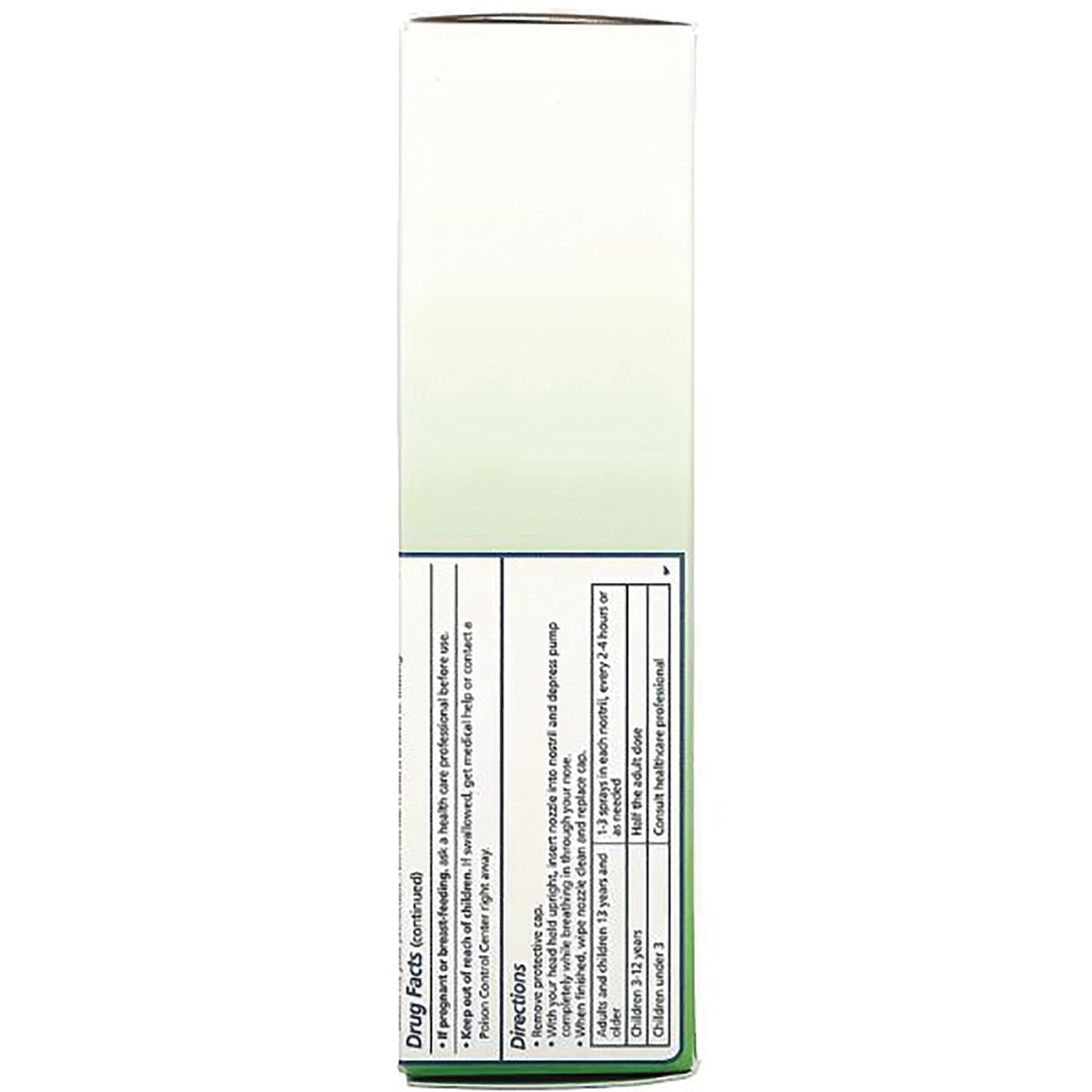 SEG001 | Back of tall green gradient product box showing Drug Facts and directions panel