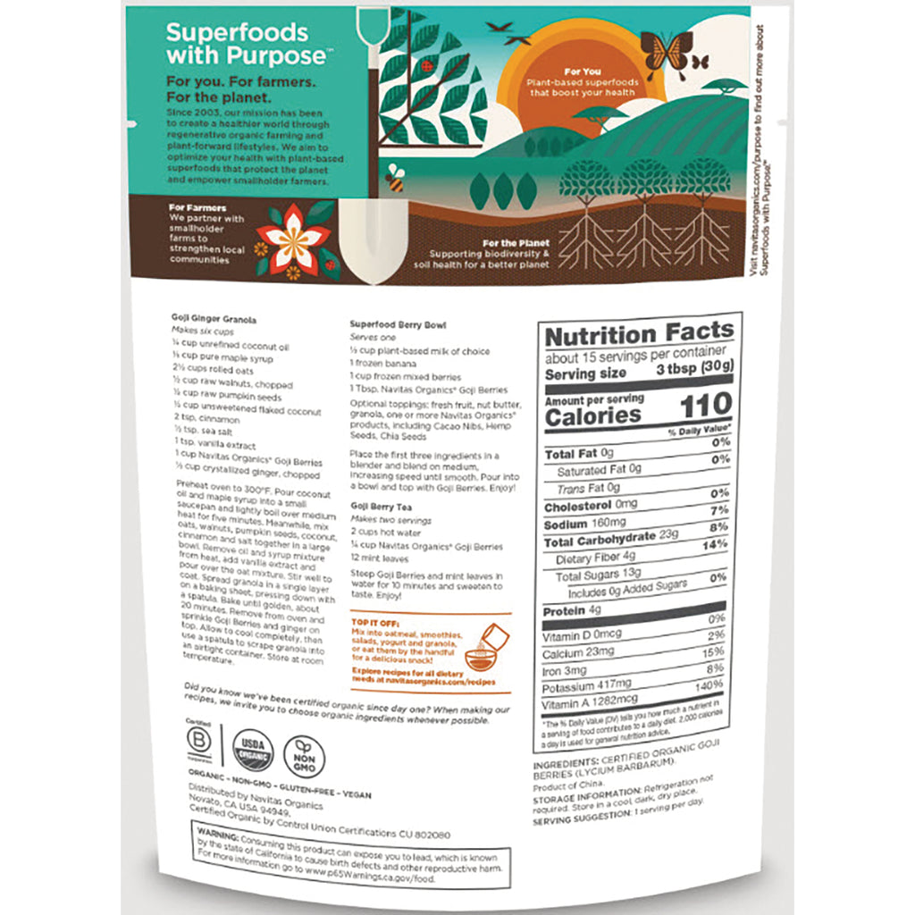 NAV002 | back of white pouch showing Nutrition Facts panel, ingredients and recipe text - Thumbnail