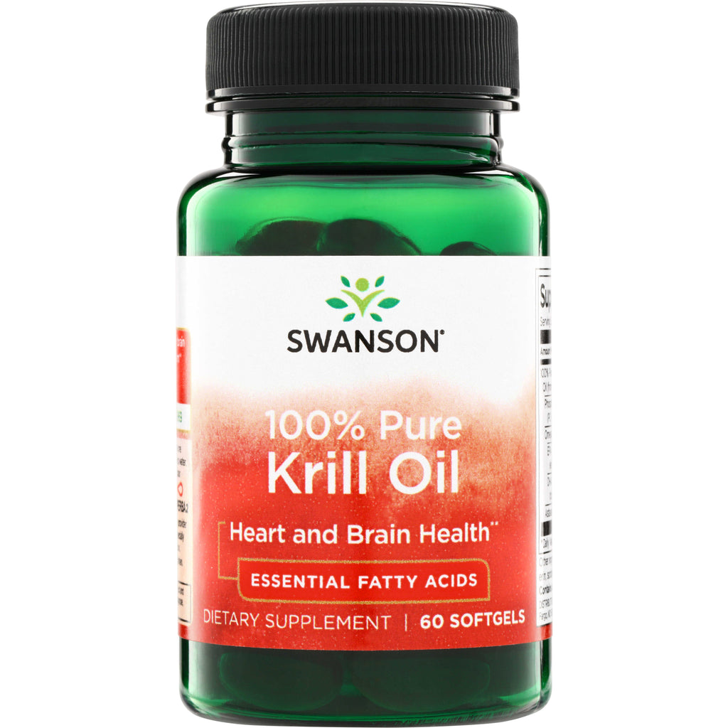 SWE059 | Swanson 100% Pure Krill Oil, Essential Fatty Acids, Heart and Brain Health, 60 softgels - Thumbnail