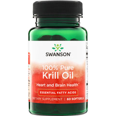 SWE059 | Swanson 100% Pure Krill Oil, Essential Fatty Acids, Heart and Brain Health, 60 softgels