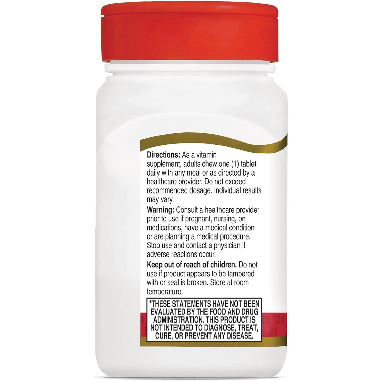 CNT239 | back label of white supplement bottle showing directions, warnings, and FDA disclaimer