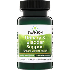 SW1959 | Swanson Urinary & Bladder Support supplement bottle, 500 mg per capsule, 30 vegan capsules