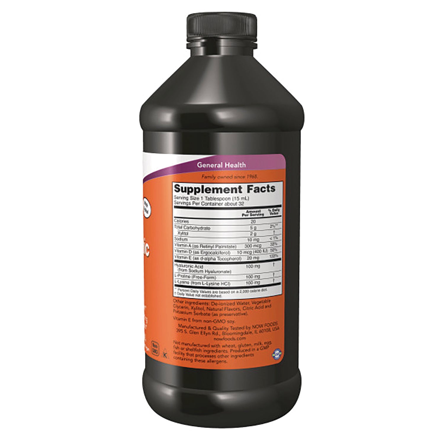 NWF1009 | Back label of dark bottle showing Supplement Facts panel and ingredient text