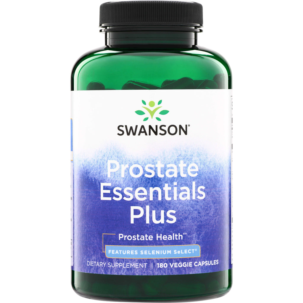 SWC091 | Swanson Prostate Essentials Plus bottle front, Prostate Health, Selenium SeLECT, 180 veggie capsules - Thumbnail