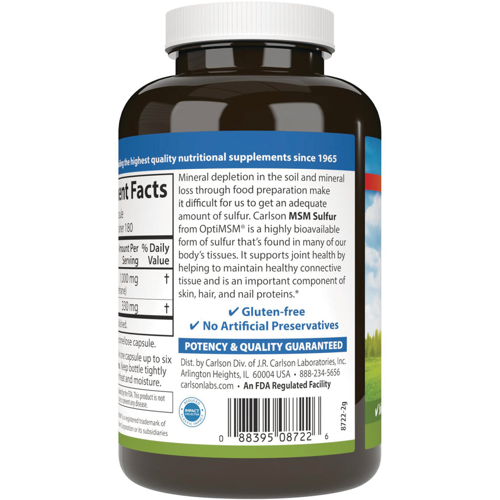 CSN225 | Back label of brown supplement bottle showing supplement facts, product description, gluten-free claims, potency guarantee and barcode - Thumbnail