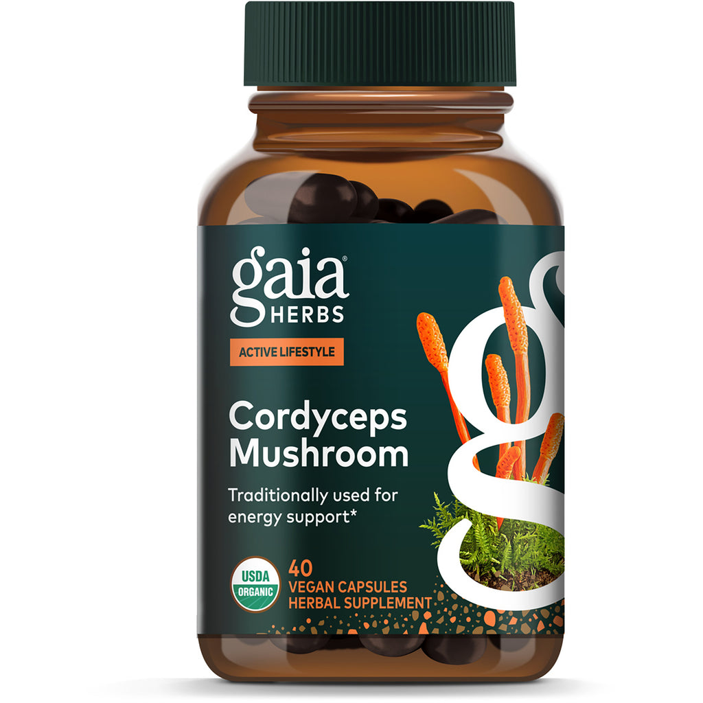 GH146 | Gaia Herbs Cordyceps Mushroom box, Energy Support, 40 vegan capsules, USDA Organic and Non GMO labels - Thumbnail