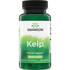 SW1745 | Swanson Kelp mineral supplement bottle, Thyroid Support, Iodine Source, 250 tablets