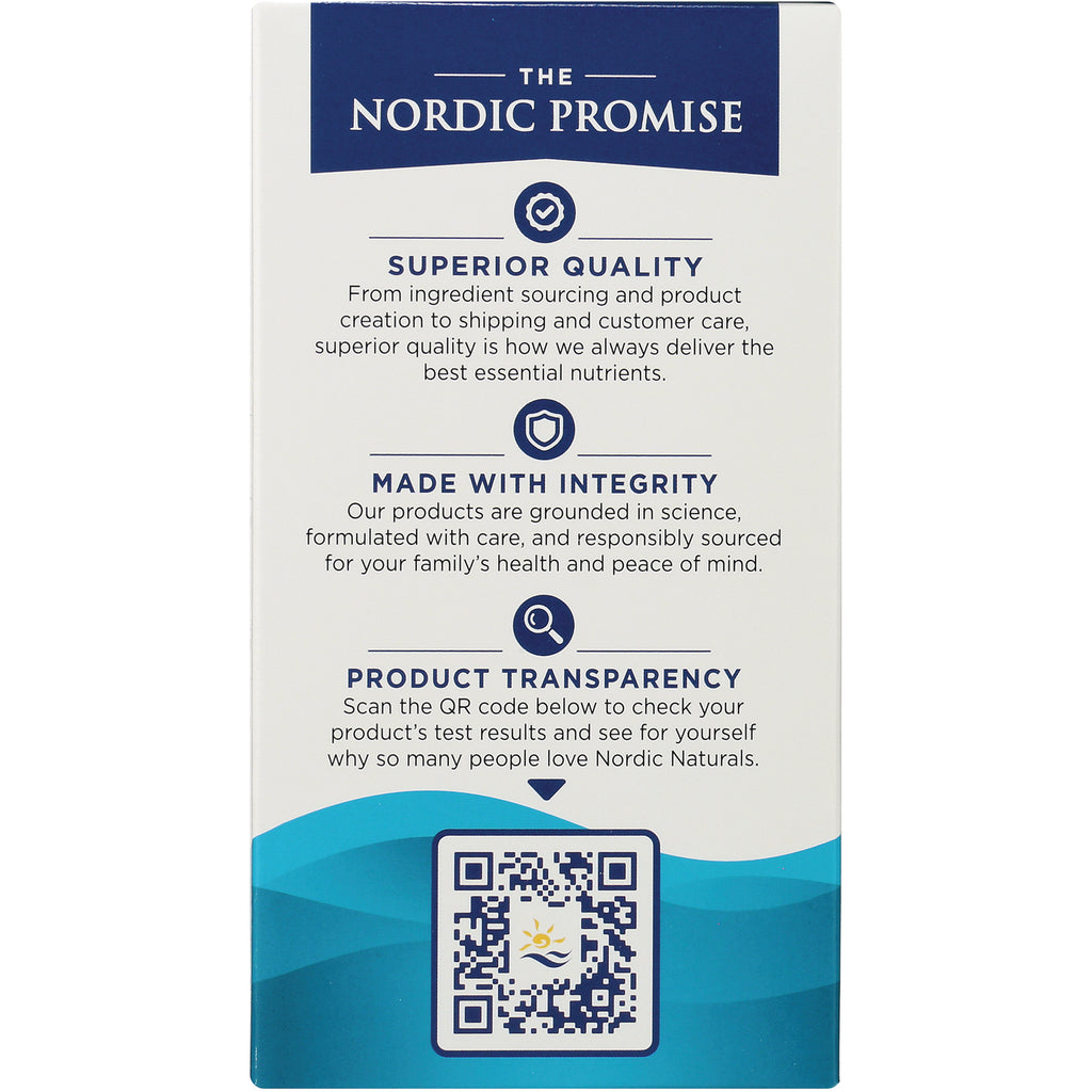 NRN027 | Back panel infographic titled THE NORDIC PROMISE with Superior Quality, Made With Integrity, Product Transparency and a QR code - Thumbnail
