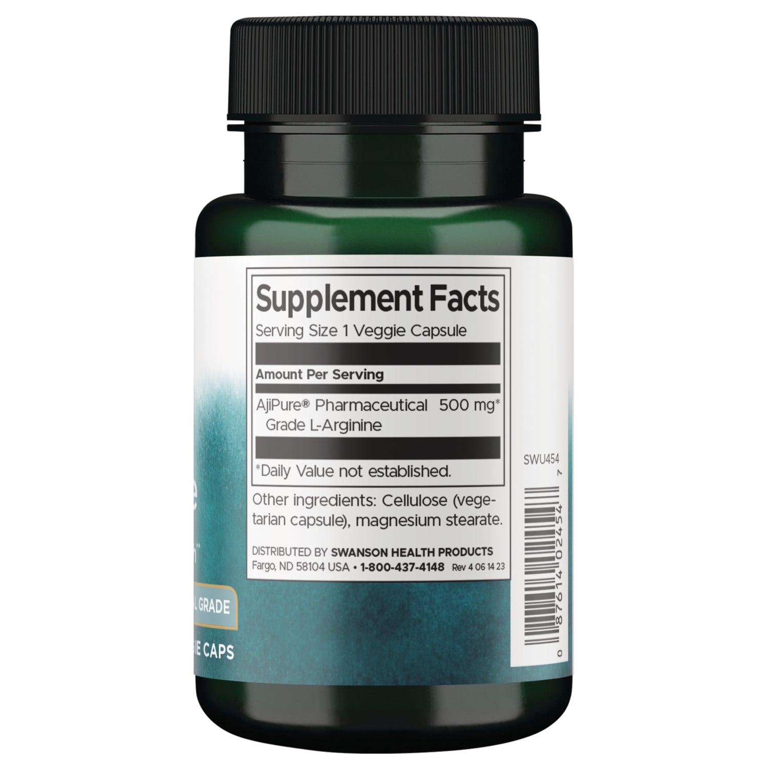 SWU454 | Back label with supplement facts and serving information