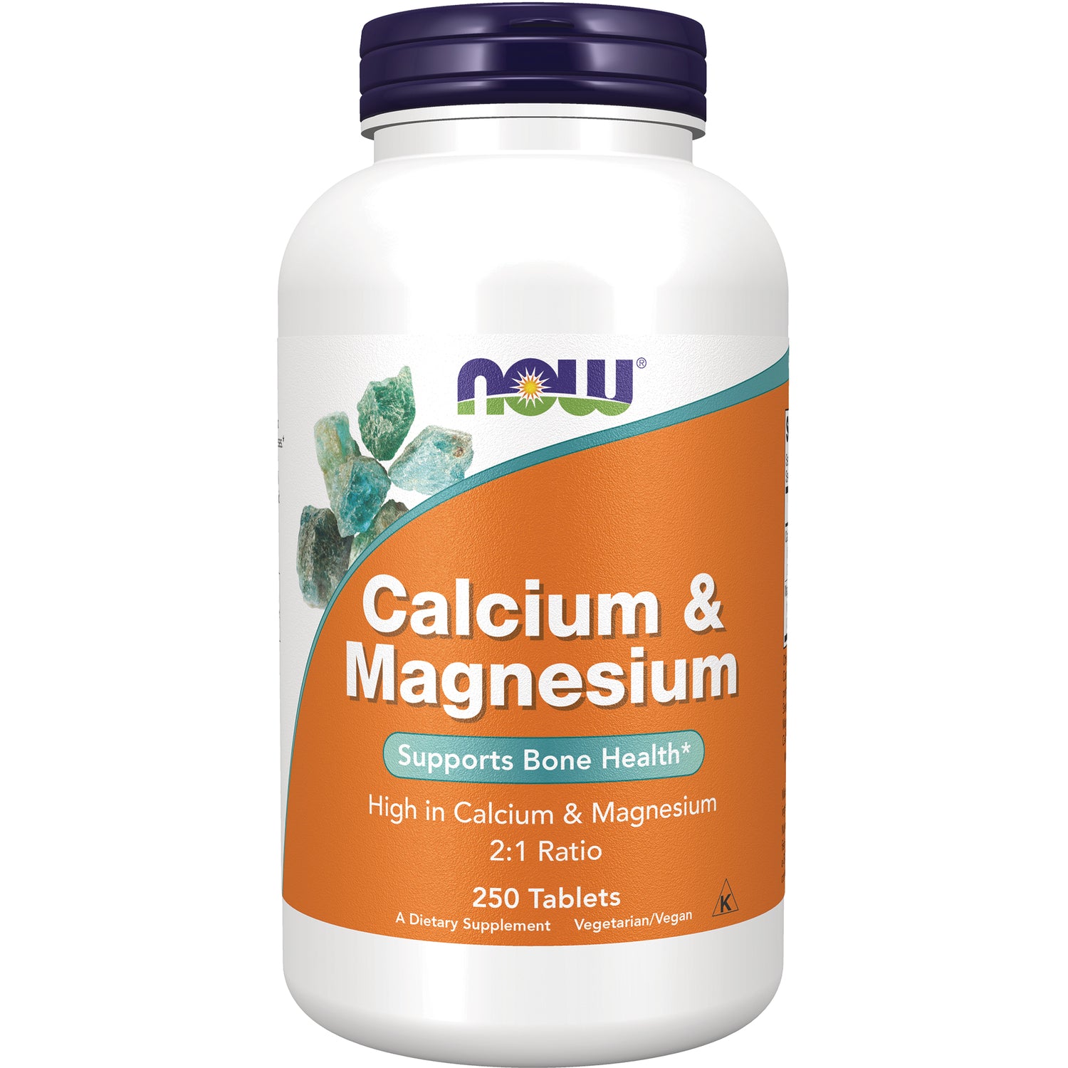 NWF1171 | NOW Calcium & Magnesium supplement bottle, front label reads Supports Bone Health, 250 Tablets