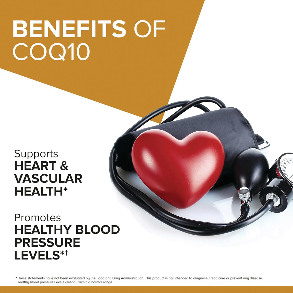 QNL005 | Benefits of CoQ10 infographic showing heart and vascular health and healthy blood pressure levels - Thumbnail