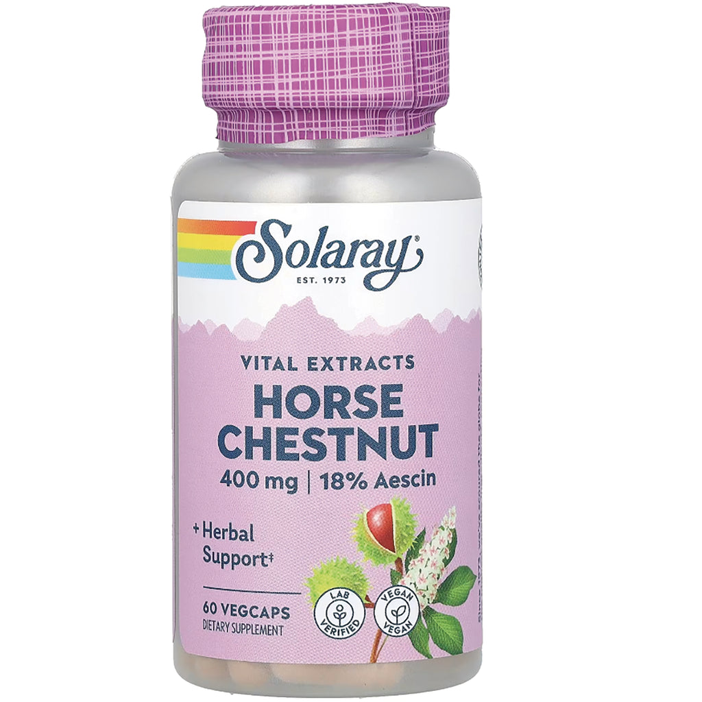 SLR360 | Solaray Horse Chestnut 400 mg 18% Aescin supplement bottle front label showing 60 vegcaps - Thumbnail