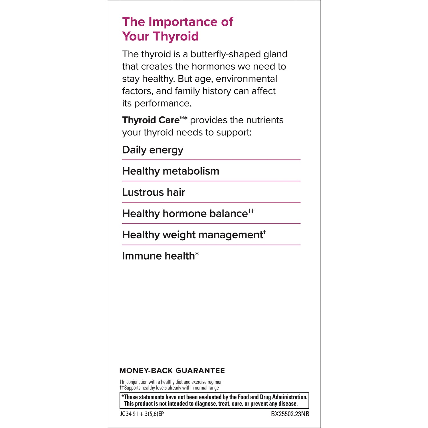 EUR058 | Infographic about thyroid health listing benefits such as energy, metabolism, hair, hormone balance, immune support