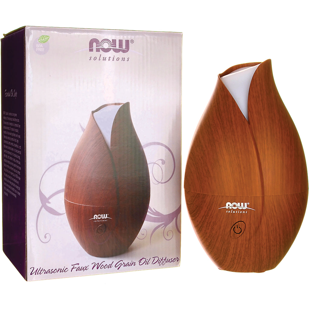 NWF1233 | NOW Solutions Ultrasonic Faux Wood Grain Oil Diffuser, product and box - Thumbnail