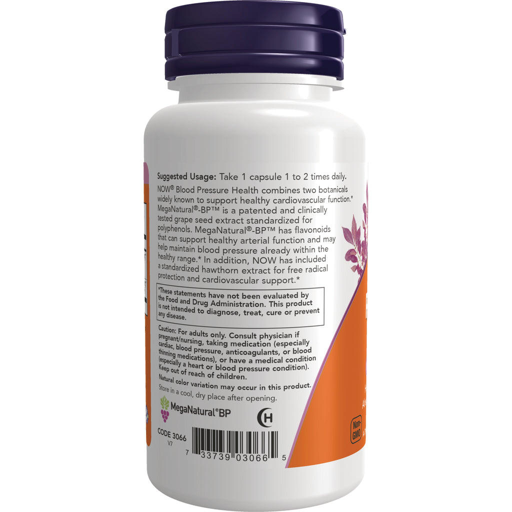 NWF110 | back label of white supplement bottle showing suggested usage, warnings, barcode and MegaNatural BP logo - Thumbnail