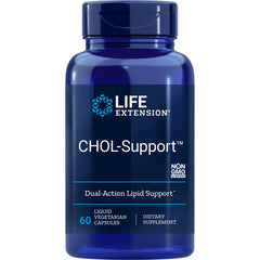 LE323 | Life Extension CHOL-Support front label showing 60 liquid vegetarian capsules dietary supplement