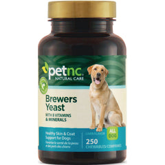 CNT251 | PetNC Brewers Yeast bottle for dogs with B vitamins and minerals, liver flavor, 250 chewables, sitting Labrador on label
