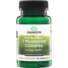 SW1524 | Swanson Full Spectrum 7 Mushroom Complex supplement, Immune Health, Mushroom Blend, 60 veggie caps