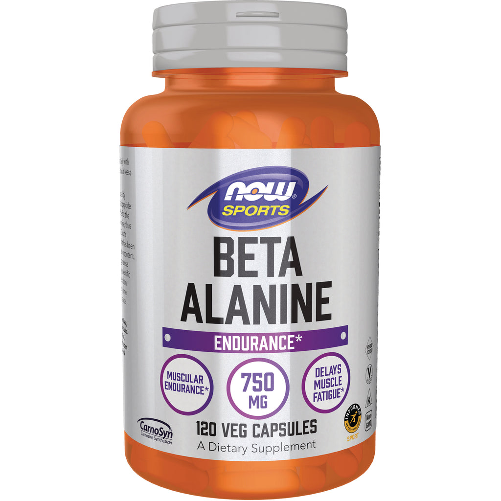NWF729 | NOW Sports Beta Alanine 750 mg bottle front label, 120 veg capsules, endurance - Thumbnail