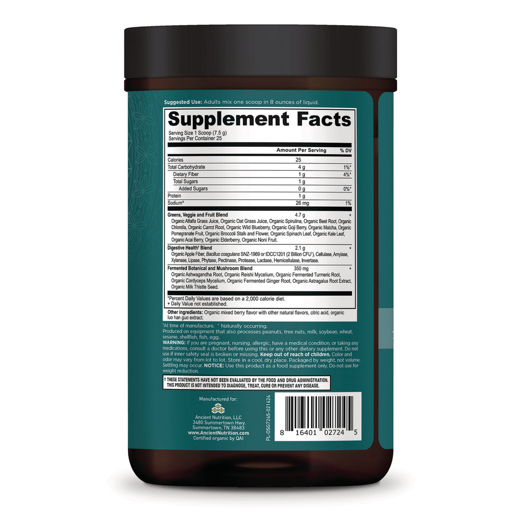 ATN132 | Back label showing Supplement Facts panel, ingredient details and barcode - Thumbnail