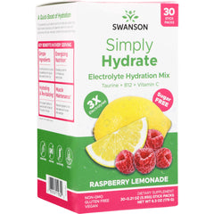 SW1934 | Swanson Simply Hydrate Electrolyte Hydration Mix, Raspberry Lemonade, 30 stick packs, sugar free
