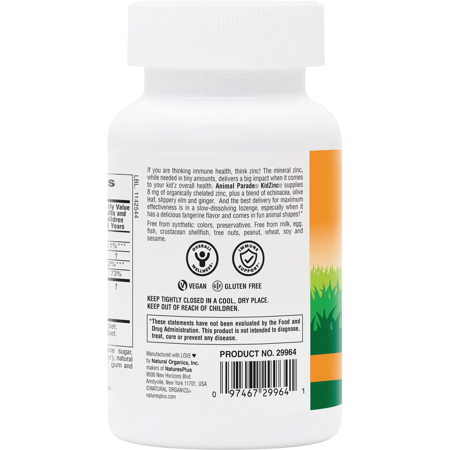 NTP008 | Back panel of white supplement bottle showing ingredient text, vegan and gluten free icons and barcode