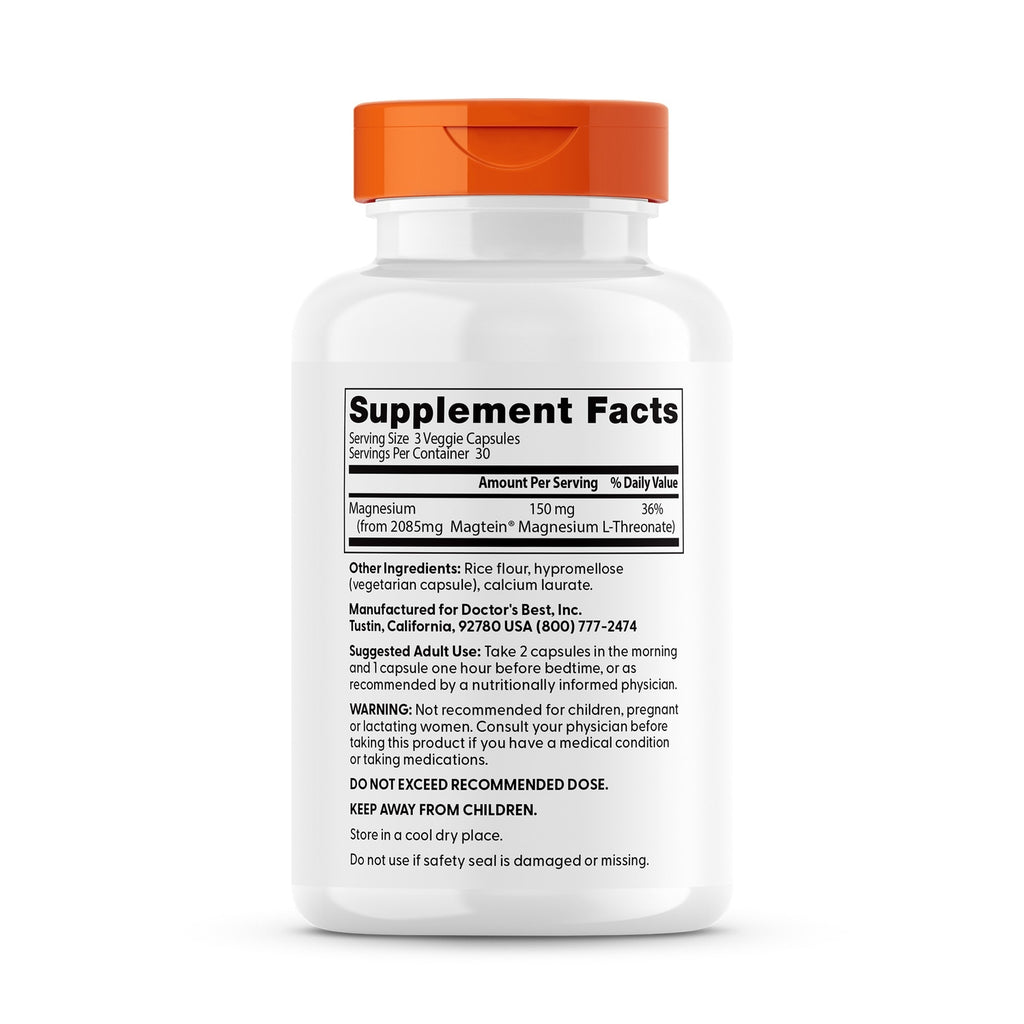 DB181 | back label showing Supplement Facts panel with Magnesium 150 mg and other ingredients and usage directions - Thumbnail