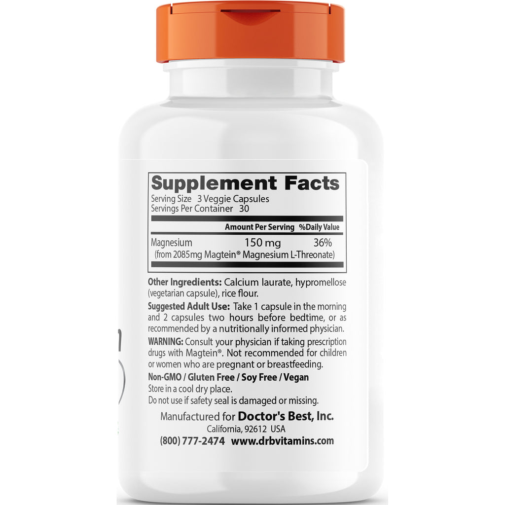 DB181 | back label showing Supplement Facts panel with Magnesium 150 mg and other ingredients and usage directions - Thumbnail