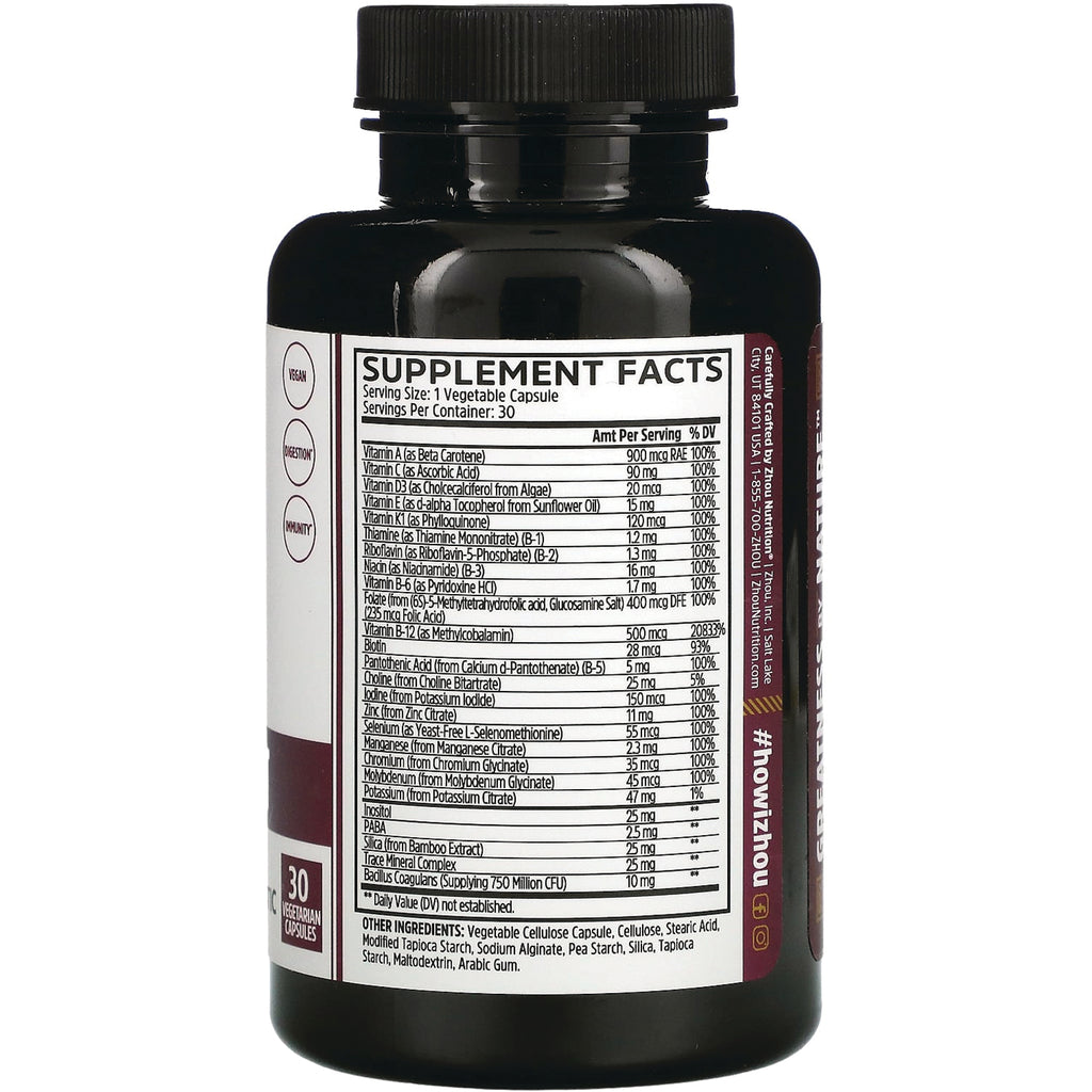 ZOU073 | Back of bottle with Supplement Facts and ingredient list panel - Thumbnail
