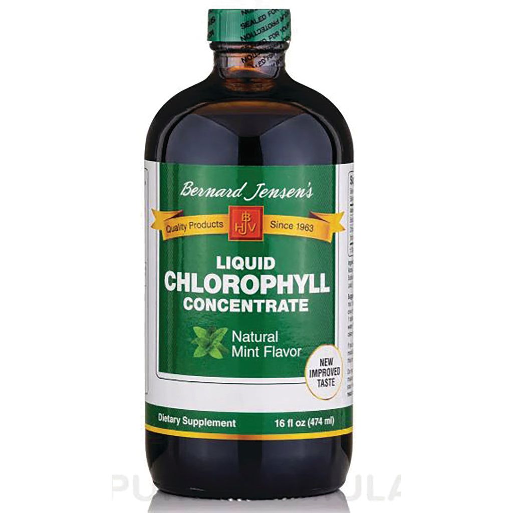 BJ017 | Bernard Jensen's Liquid Chlorophyll Concentrate bottle, natural mint flavor, 16 fl oz - Thumbnail