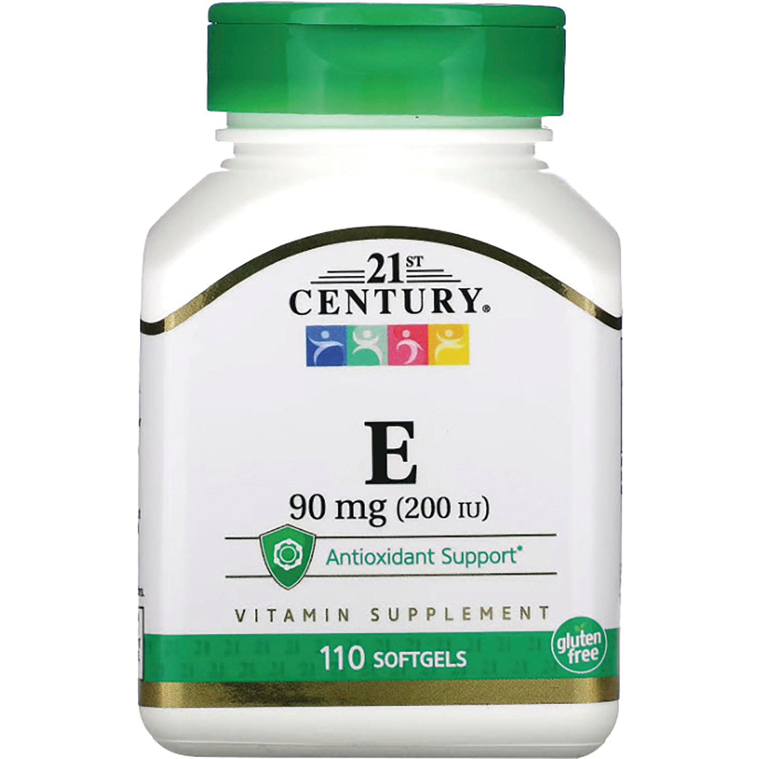 CNT185 | 21st Century Vitamin E 90 mg (200 IU) bottle, 110 softgels, antioxidant support, gluten free