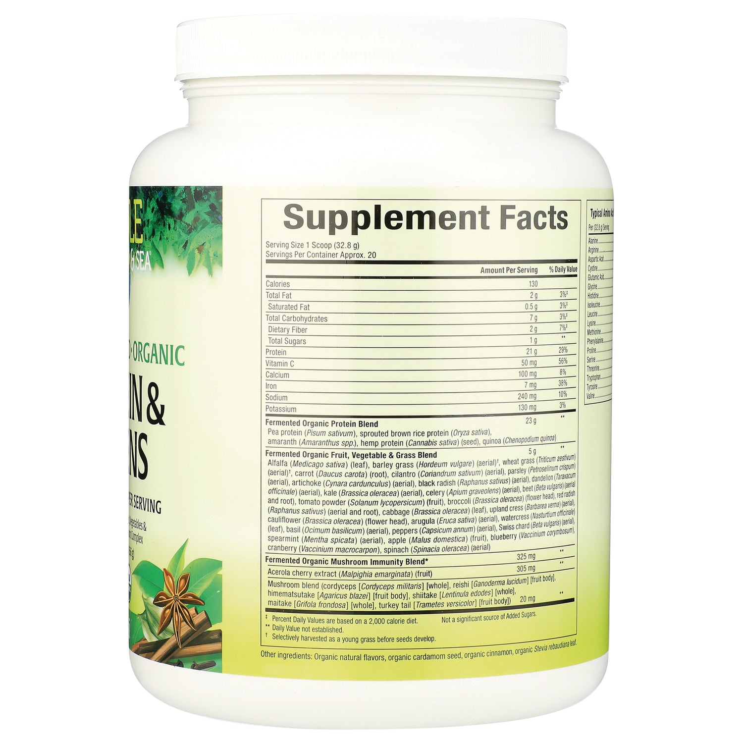 NFC194 | Back label of white supplement jar showing Supplement Facts panel and ingredient list