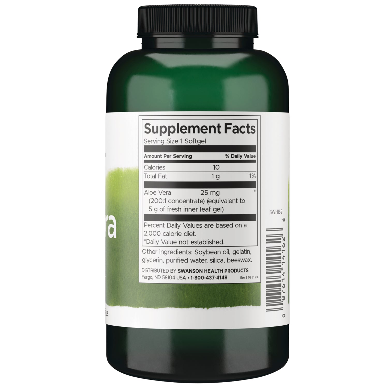 SWH162 | Back label with Supplement Facts panel, serving size 1 softgel, and other ingredients