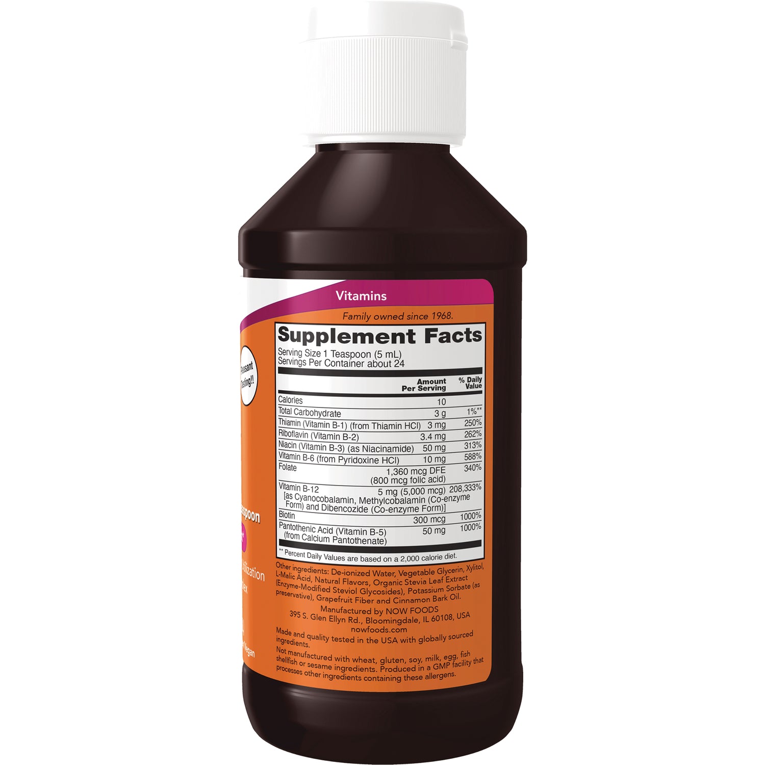 NWF380 | Back of brown supplement bottle showing Supplement Facts nutrition panel and ingredient text