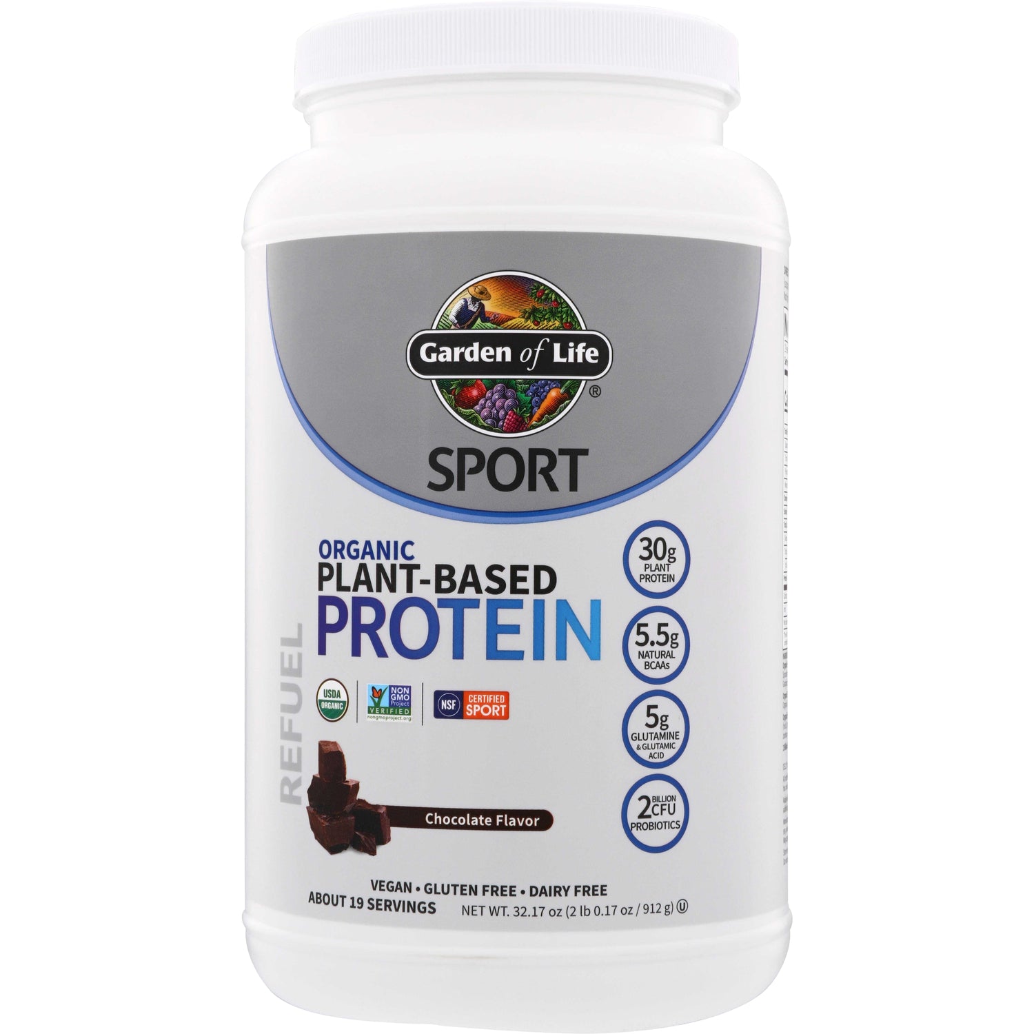 GLF240 | Garden of Life Sport Organic Plant-Based Protein Powder, Chocolate Flavor