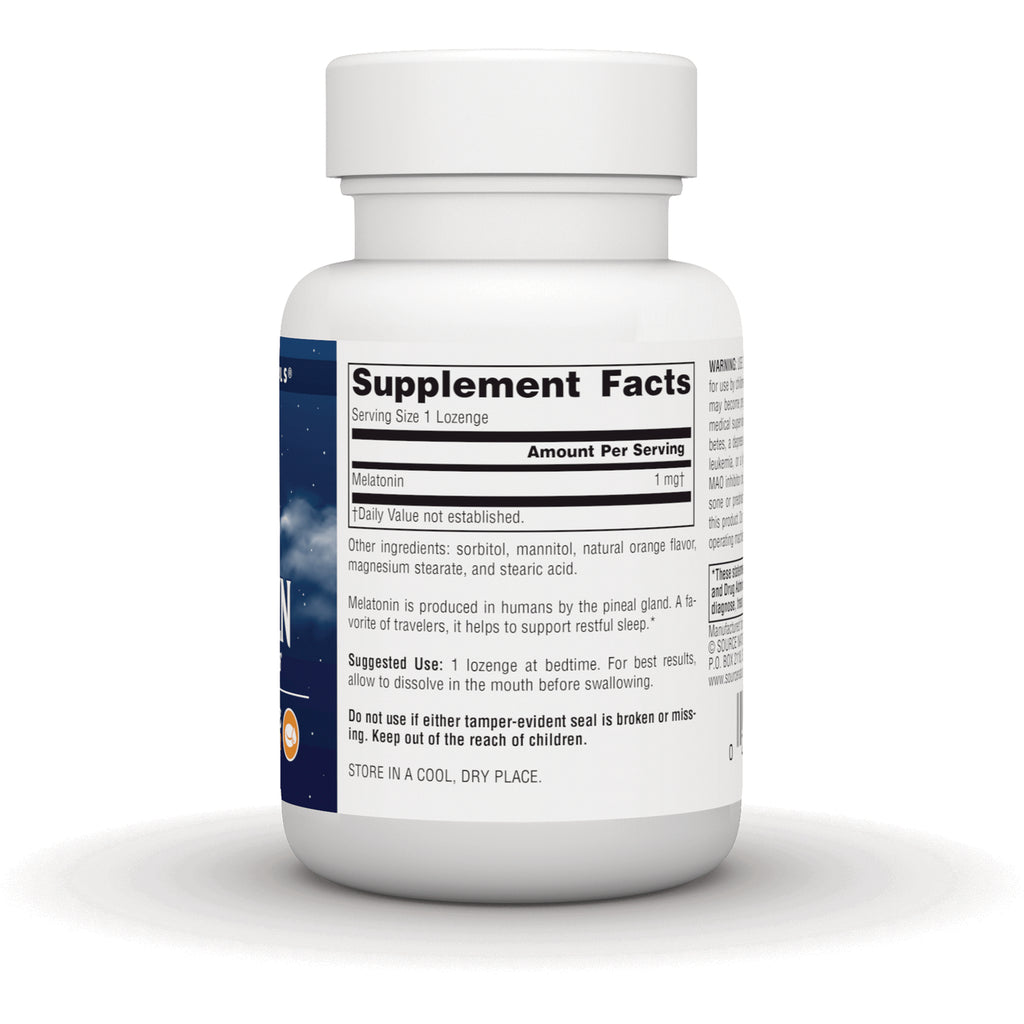 SN172 | Back label with Supplement Facts panel listing melatonin 1 mg and suggested use - Thumbnail