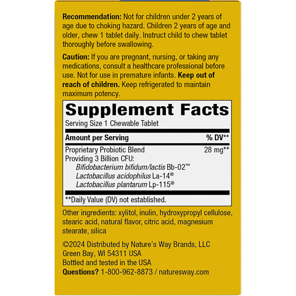 NW644 | back panel showing Supplement Facts, serving size and usage recommendations on yellow and white product box - Thumbnail