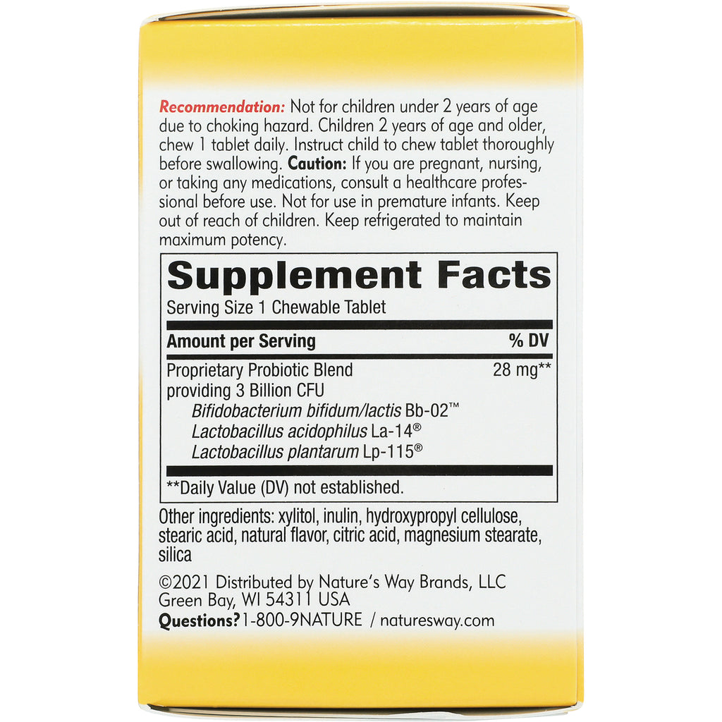 NW644 | back panel showing Supplement Facts, serving size and usage recommendations on yellow and white product box - Thumbnail