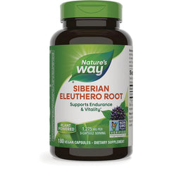 NW740 | Nature's Way Siberian Eleuthero Root bottle, front label reads Supports Endurance & Vitality, 180 vegan capsules