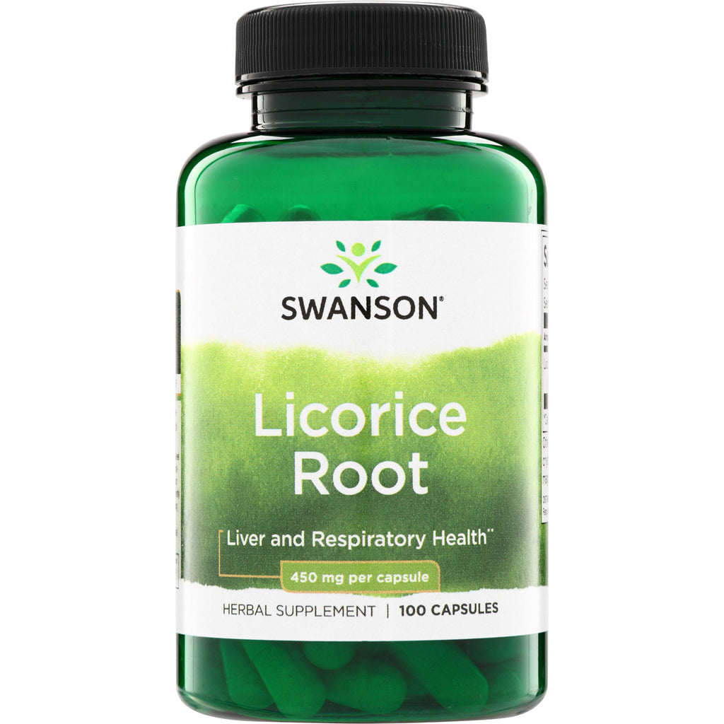 SW521 | Swanson Licorice Root, 450 mg per capsule, 100 capsules, Liver and Respiratory Health - Thumbnail