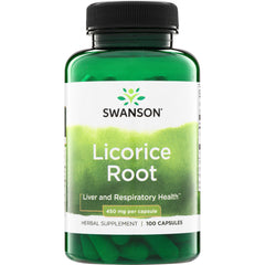 SW521 | Swanson Licorice Root, 450 mg per capsule, 100 capsules, Liver and Respiratory Health