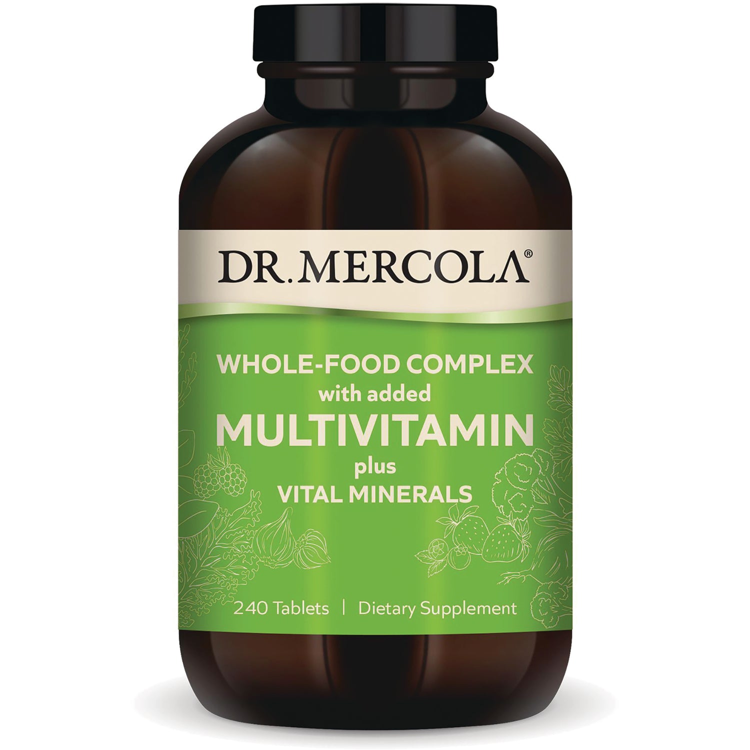 MRC086 | Dr. Mercola whole-food complex multivitamin with vital minerals bottle, 240 tablets dietary supplement