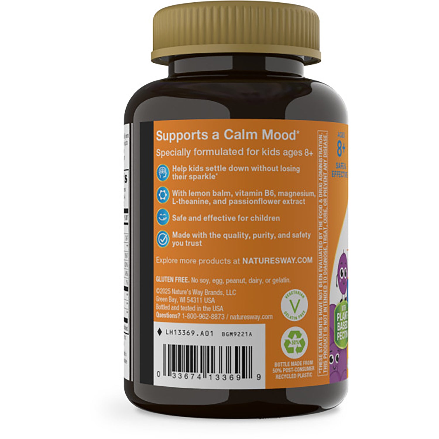 NW1007 | back of supplement bottle with product information, vegan and recycling badges
