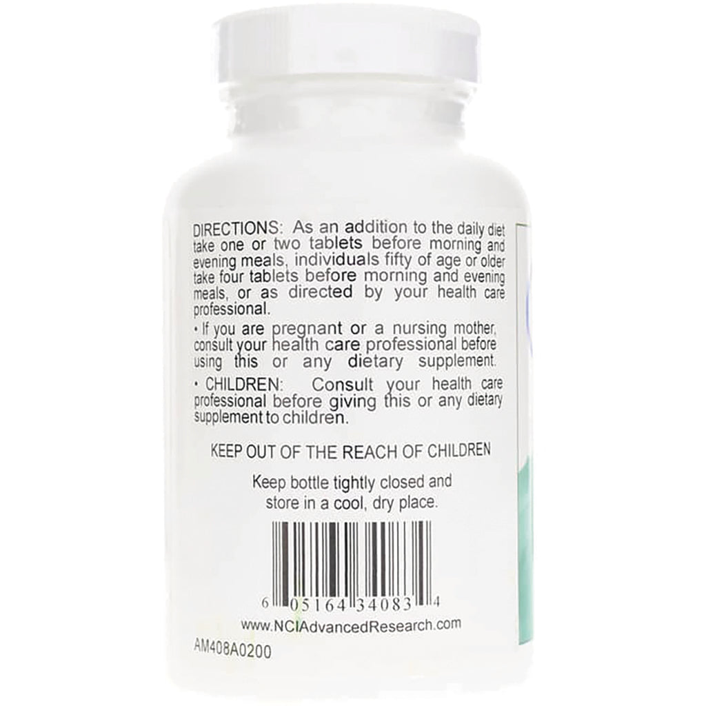 ADR022 | Supplement bottle back label with directions, warnings, barcode, and www.NCIAdvancedResearch.com - Thumbnail