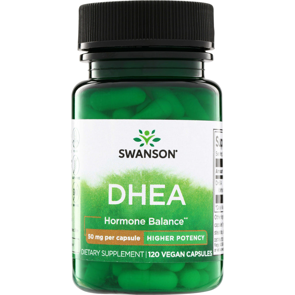 SWU261 | Swanson DHEA Hormone Balance, 50 mg per capsule, Higher Potency, 120 vegan capsules bottle front - Thumbnail