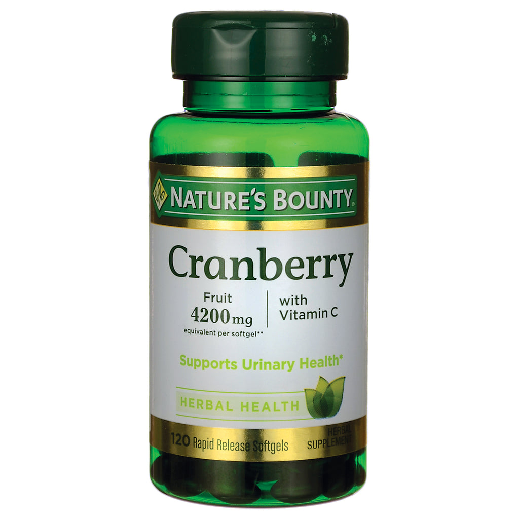 NBY012 | Nature's Bounty Cranberry supplement bottle labeled 4200 mg with Vitamin C, 120 rapid release softgels - Thumbnail